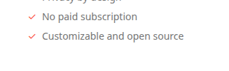 Feature list from the Index 01 site, including a checked item reading “Customizable and open source”